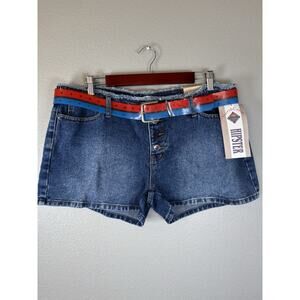 Women’s Northcrest Denim Shorts Vintage Y2K Americana Belt NWT NOS Sz 14 Hipster